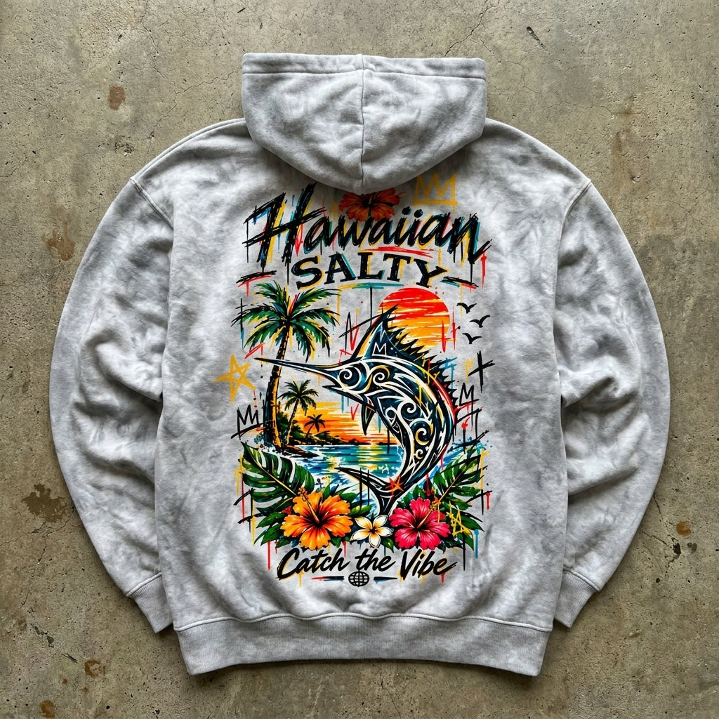 Hawaiian Salty – Heather Grey Zip Hoodie