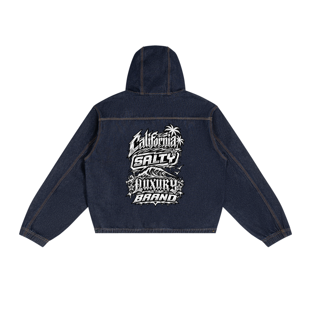 Men's Boxy Vintage Wash Hooded Denim Jacket