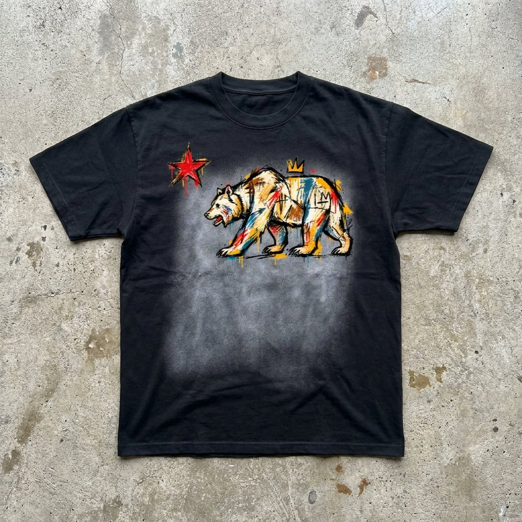 California Salty Bear – Washed Black Tee