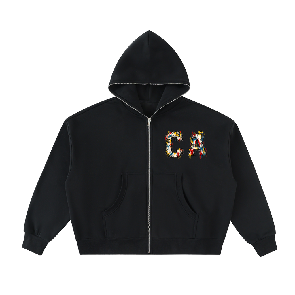 Street Sign Fleeced Full-Zip Boxy Hoodie