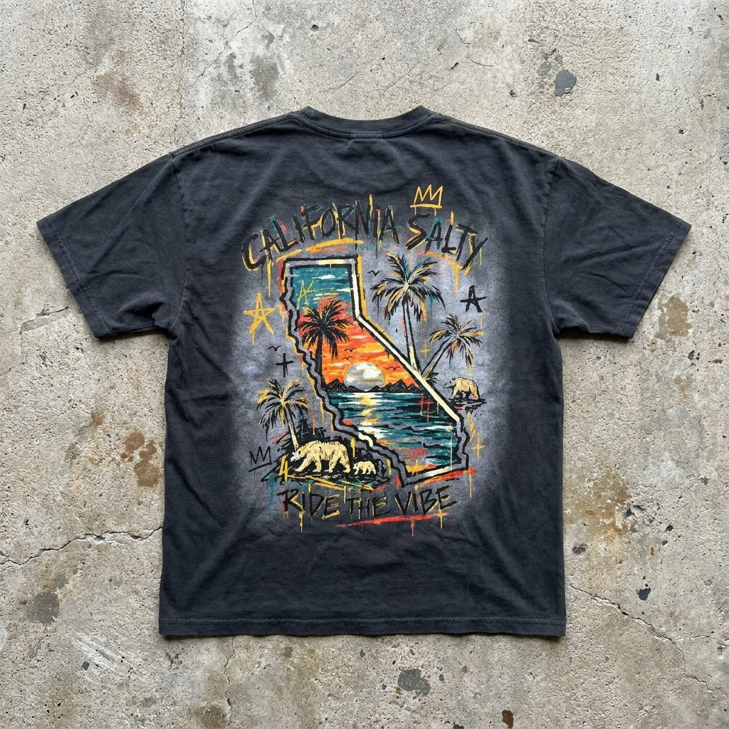 California Salty Bear – Washed Black Tee