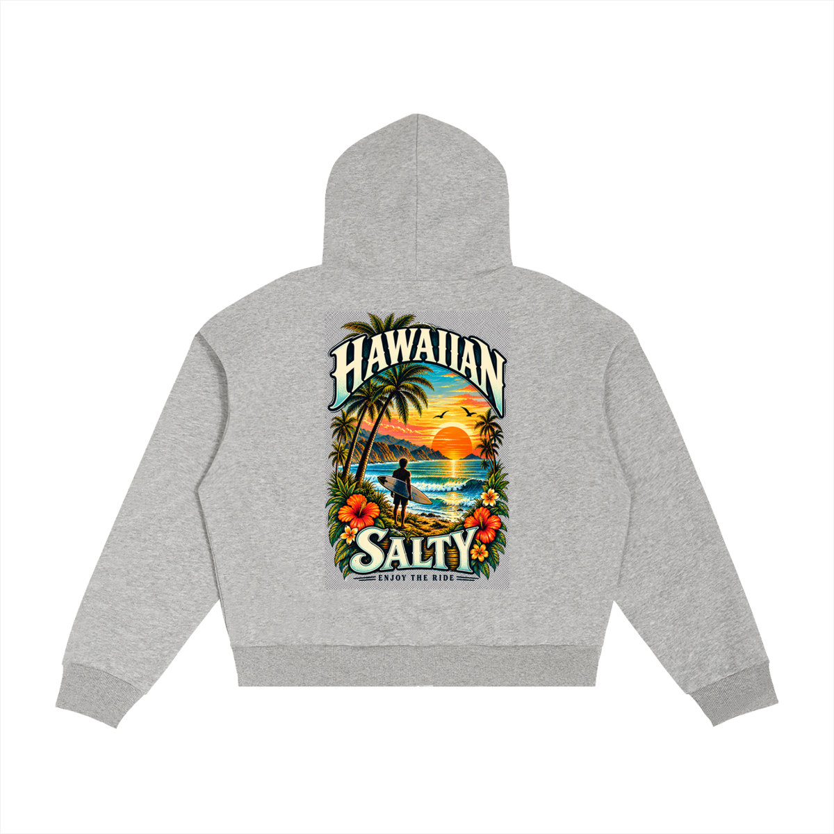 Hawaiian Salty Plaid Boxy Zip Hoodie