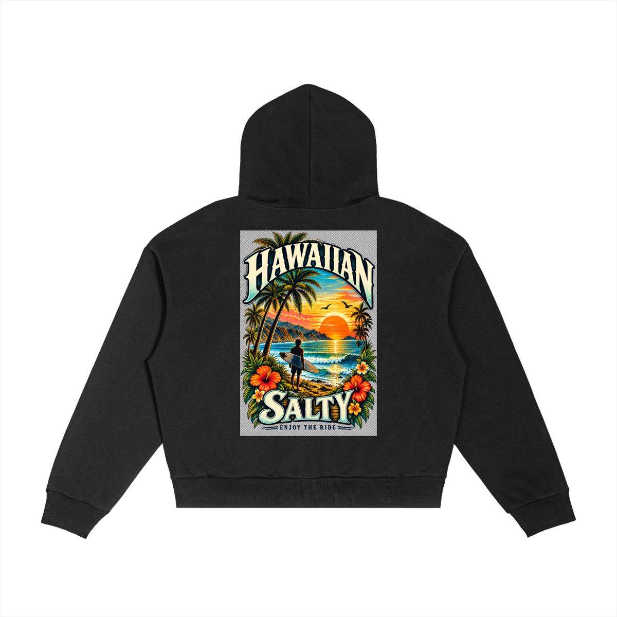 Hawaiian Salty Plaid Boxy Zip Hoodie