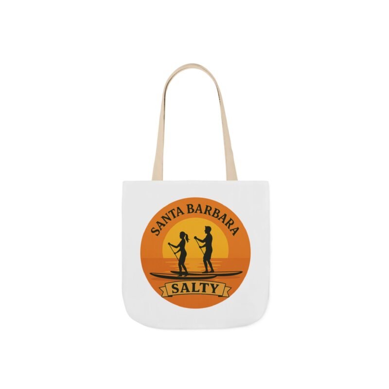 California Salty Canvas Tote Bag – Eco-Friendly Coastal Beach Tote with Color Straps (Santa Barbara Inspired) - Image 4