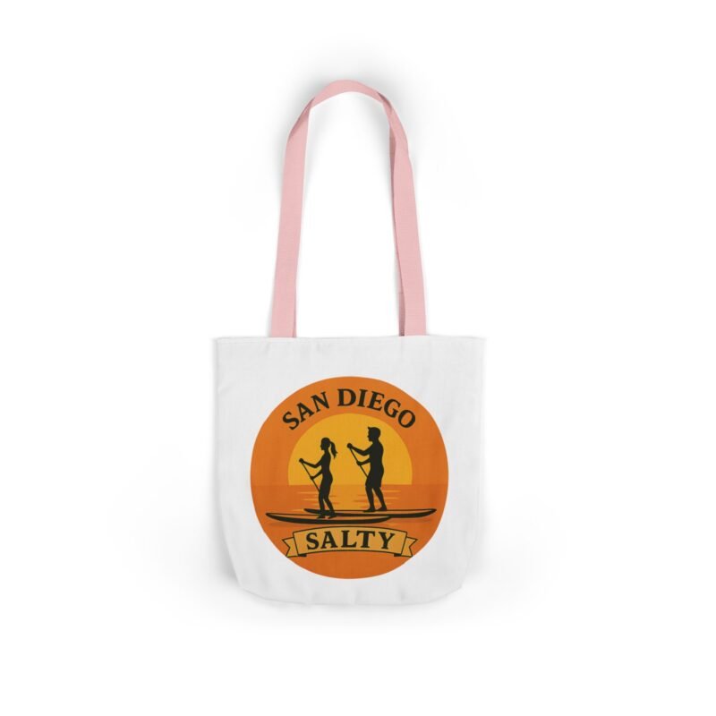 California Salty Canvas Tote Bag – Eco-Friendly Coastal Beach Tote with Color Straps (San Diego Inspired) - Image 8