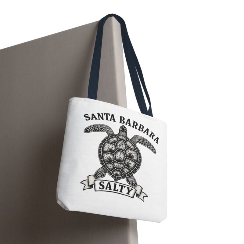 Santa Barbara Salty Turtle Tote Bag, Ocean Lover's Eco-Friendly Bag, Beach Day Essential, Summer Accessory, Unique Gift Idea - Image 5