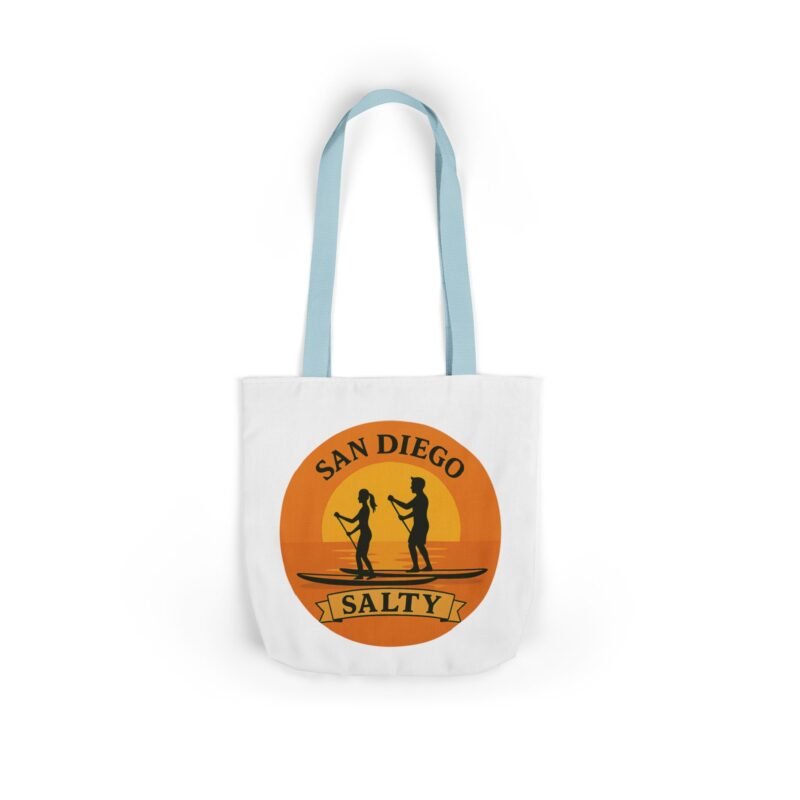 California Salty Canvas Tote Bag – Eco-Friendly Coastal Beach Tote with Color Straps (San Diego Inspired) - Image 7