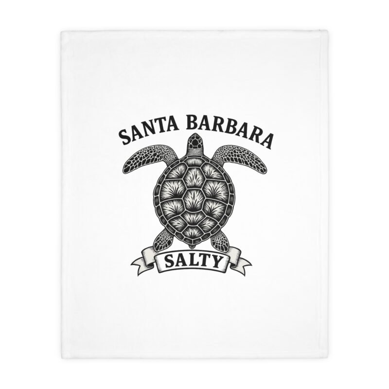 Santa Barbara Salty Turtle Blanket, Cozy Velveteen Throw for Beach Lovers, Nautical Home Decor, Gift for Ocean Enthusiasts, Soft [...] - Image 3