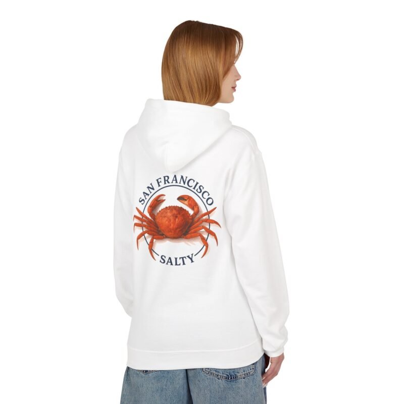 Salty San Francisco Crab Hoodie, Unisex Fleece, Coastal Apparel, Beach Vibes, Gift for Seafood Lovers, Casual Style