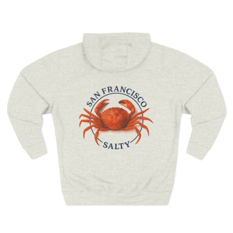 San Francisco Salty Crab Hoodie, Coastal Vibes, Casual Wear, Gift for Beach Lovers, Comfortable Fleece Hoodie, Summer Outing Apparel - Image 3