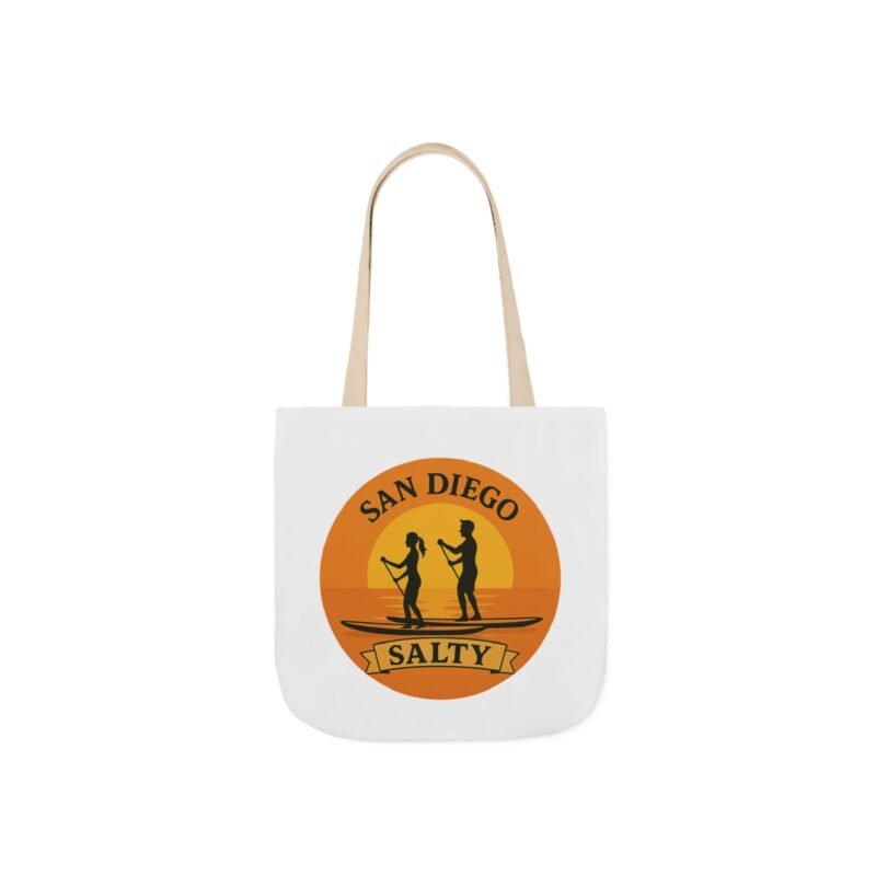 California Salty Canvas Tote Bag – Eco-Friendly Coastal Beach Tote with Color Straps (San Diego Inspired) - Image 3