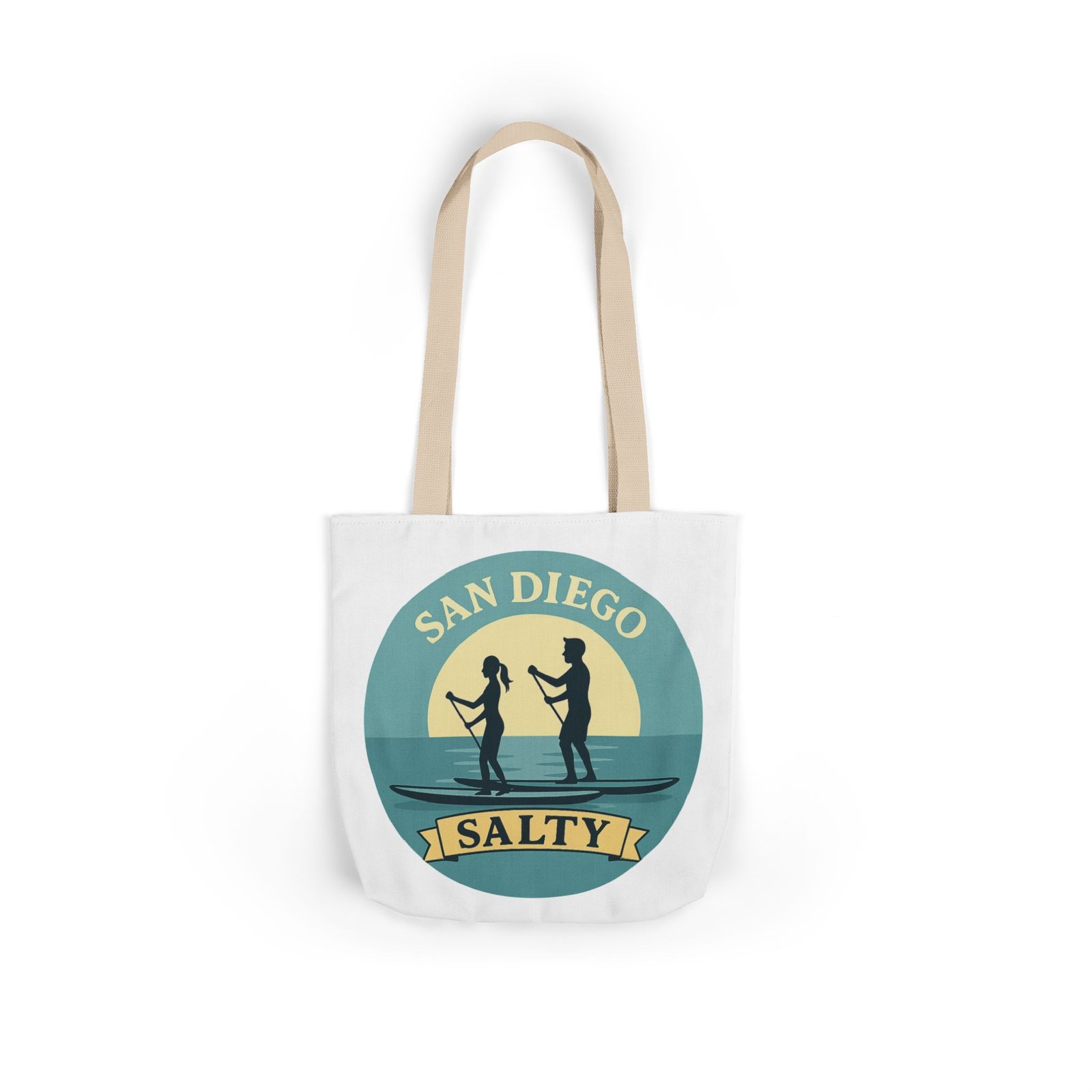 California Salty Canvas Tote Bag – Eco-Friendly Coastal Beach Tote with Color Straps - Image 2