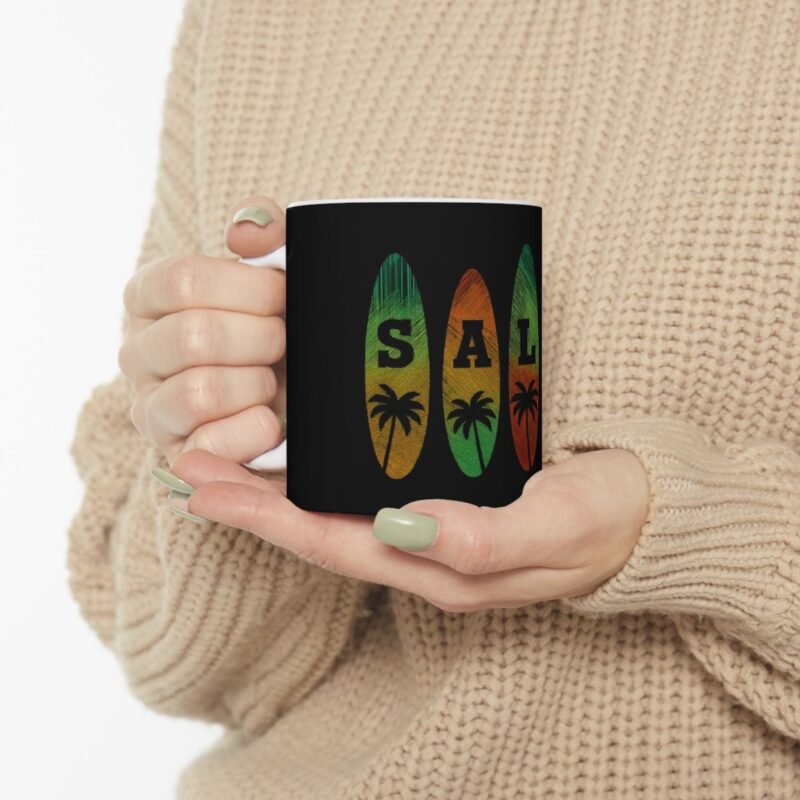 Surf-Inspired Salty Ceramic Mug, Beach Decor, Coffee Lover Gift, Tropical Vibe, Unique Kitchen Item - Image 3