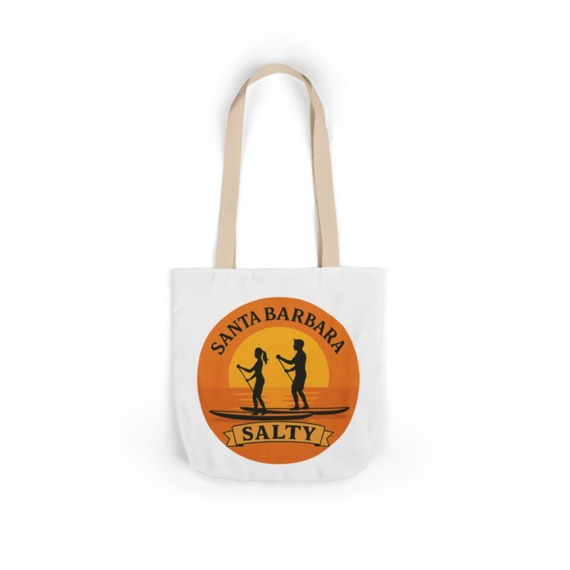 California Salty Canvas Tote Bag – Eco-Friendly Coastal Beach Tote with Color Straps (Santa Barbara Inspired) - Image 3