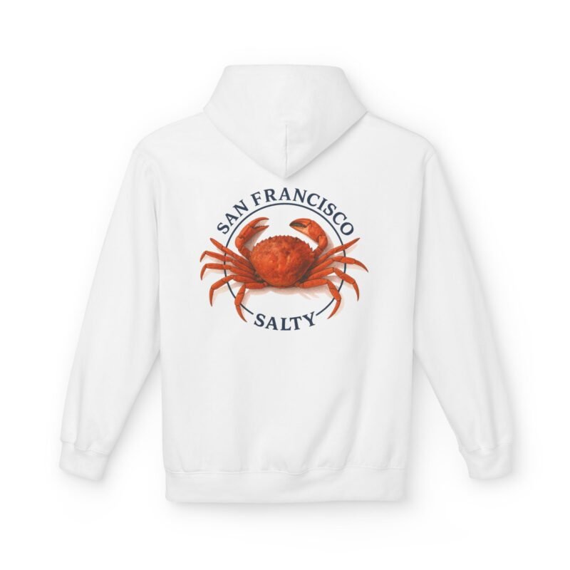 Salty San Francisco Crab Hoodie, Unisex Fleece, Coastal Apparel, Beach Vibes, Gift for Seafood Lovers, Casual Style - Image 3