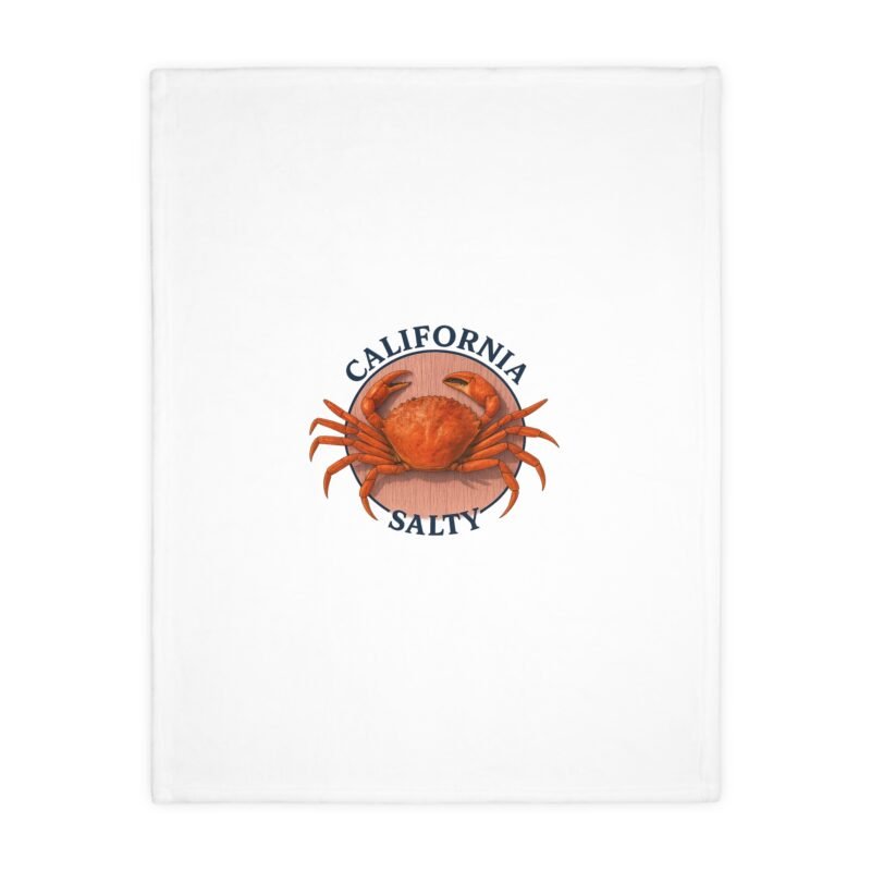 California Salty Crab Velveteen Blanket, Cozy Throw for Home Decor, Gift for Beach Lovers, Soft Microfiber Blanket, Unique Crab Design
