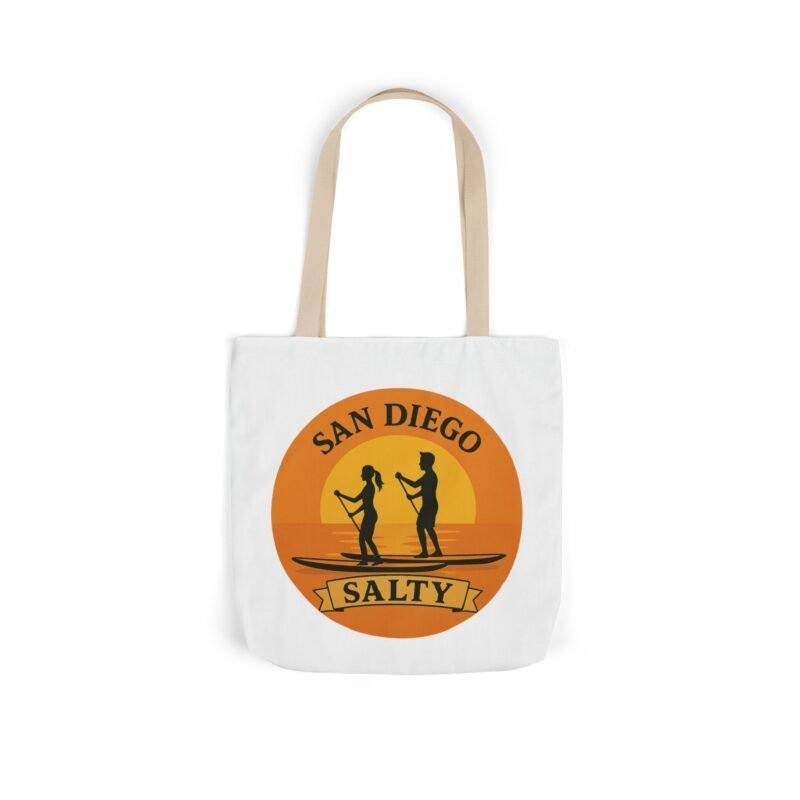 California Salty Canvas Tote Bag – Eco-Friendly Coastal Beach Tote with Color Straps (San Diego Inspired) - Image 12