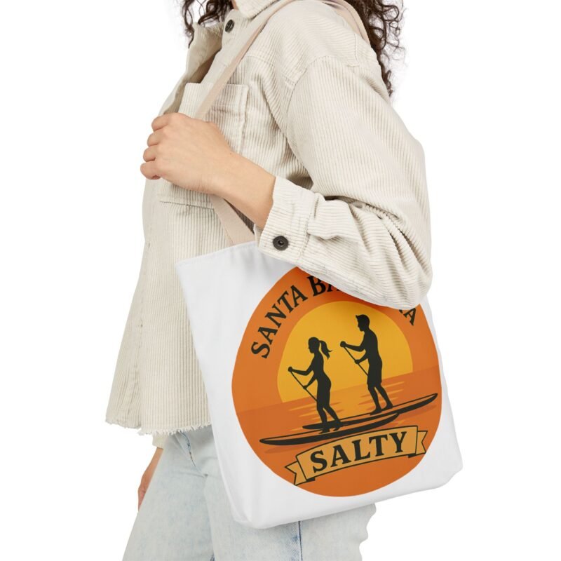 California Salty Canvas Tote Bag – Eco-Friendly Coastal Beach Tote with Color Straps (Santa Barbara Inspired) - Image 2