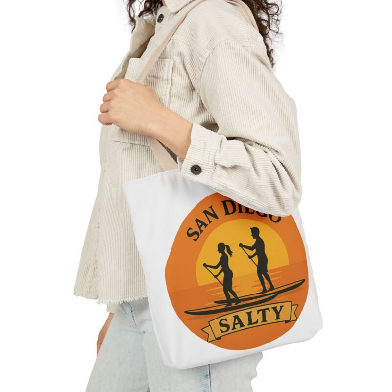 California Salty Canvas Tote Bag – Eco-Friendly Coastal Beach Tote with Color Straps (San Diego Inspired)