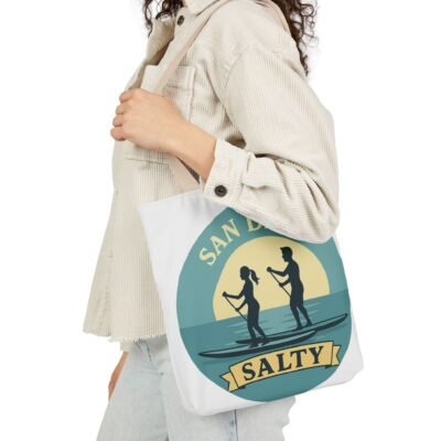 California Salty Canvas Tote Bag – Eco-Friendly Coastal Beach Tote with Color Straps