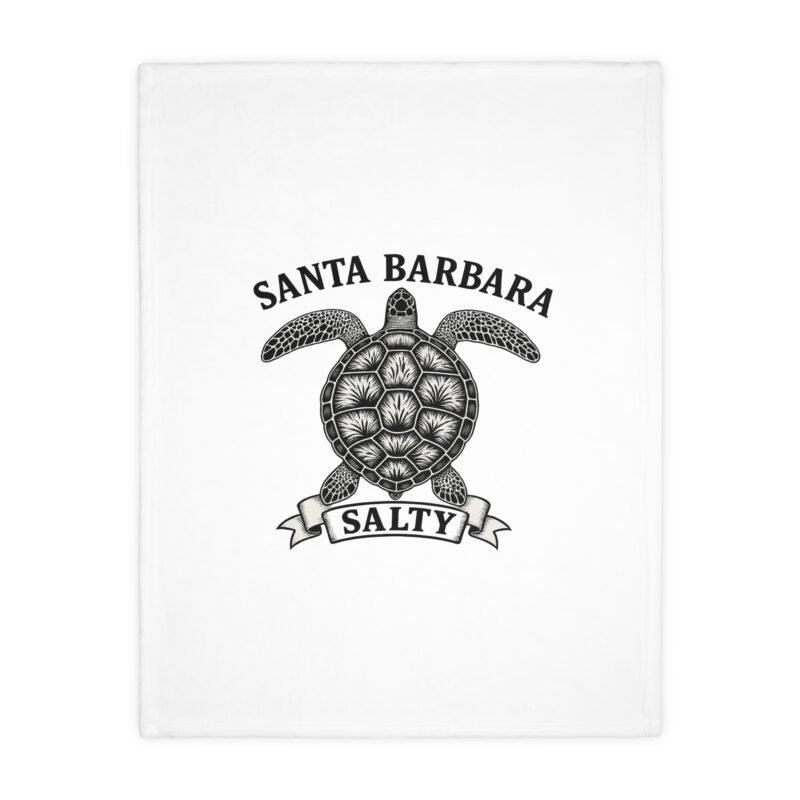 Santa Barbara Salty Turtle Blanket, Cozy Velveteen Throw for Beach Lovers, Nautical Home Decor, Gift for Ocean Enthusiasts, Soft [...] - Image 2