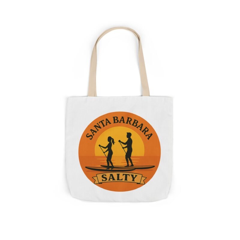 California Salty Canvas Tote Bag – Eco-Friendly Coastal Beach Tote with Color Straps (Santa Barbara Inspired) - Image 18