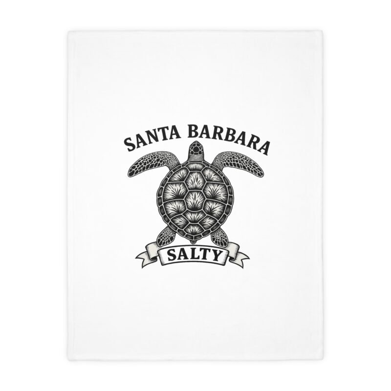 Santa Barbara Salty Turtle Blanket, Cozy Velveteen Throw for Beach Lovers, Nautical Home Decor, Gift for Ocean Enthusiasts, Soft [...] - Image 5