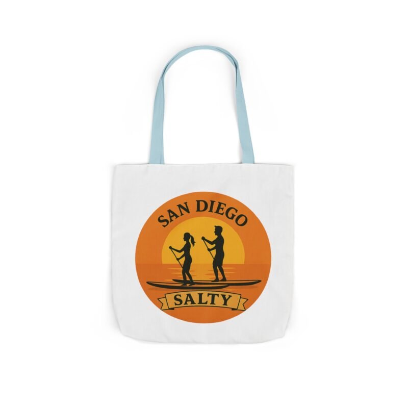 California Salty Canvas Tote Bag – Eco-Friendly Coastal Beach Tote with Color Straps (San Diego Inspired) - Image 20