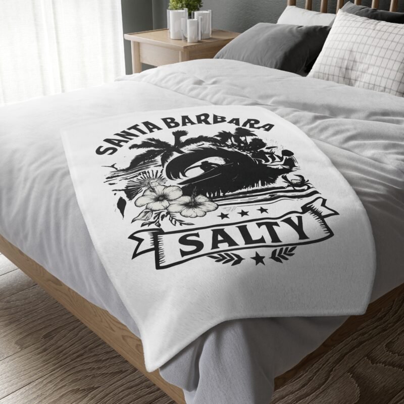 Santa Barbara Salty Velveteen Microfiber Blanket | Cozy Throw for Beach Lovers, Gift for Surfers, Home Decor, Travel Blanket, Beach [...] - Image 3