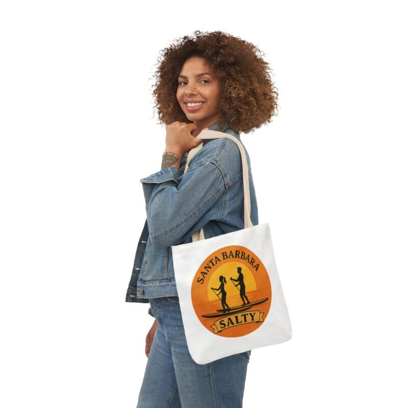 California Salty Canvas Tote Bag – Eco-Friendly Coastal Beach Tote with Color Straps (Santa Barbara Inspired)