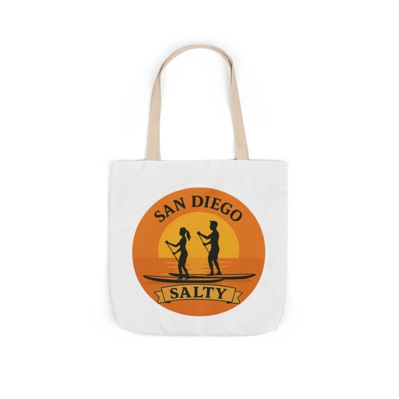 California Salty Canvas Tote Bag – Eco-Friendly Coastal Beach Tote with Color Straps (San Diego Inspired) - Image 18