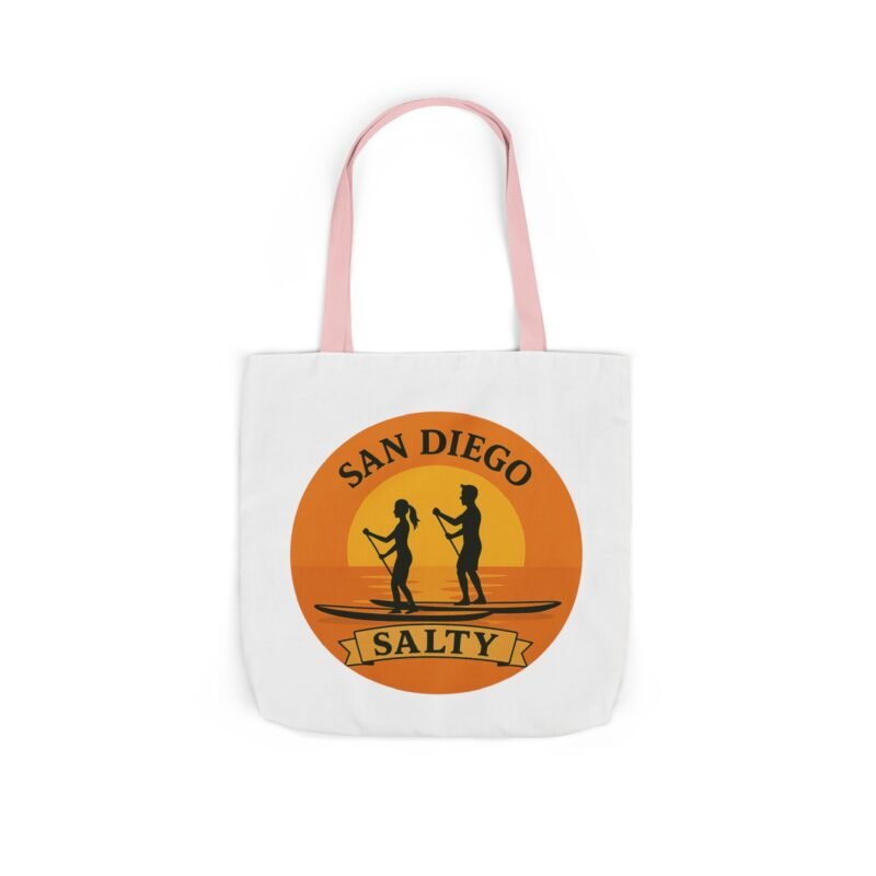 California Salty Canvas Tote Bag – Eco-Friendly Coastal Beach Tote with Color Straps (San Diego Inspired) - Image 21