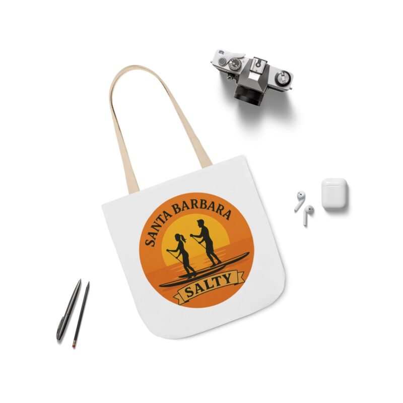 California Salty Canvas Tote Bag – Eco-Friendly Coastal Beach Tote with Color Straps (Santa Barbara Inspired) - Image 5