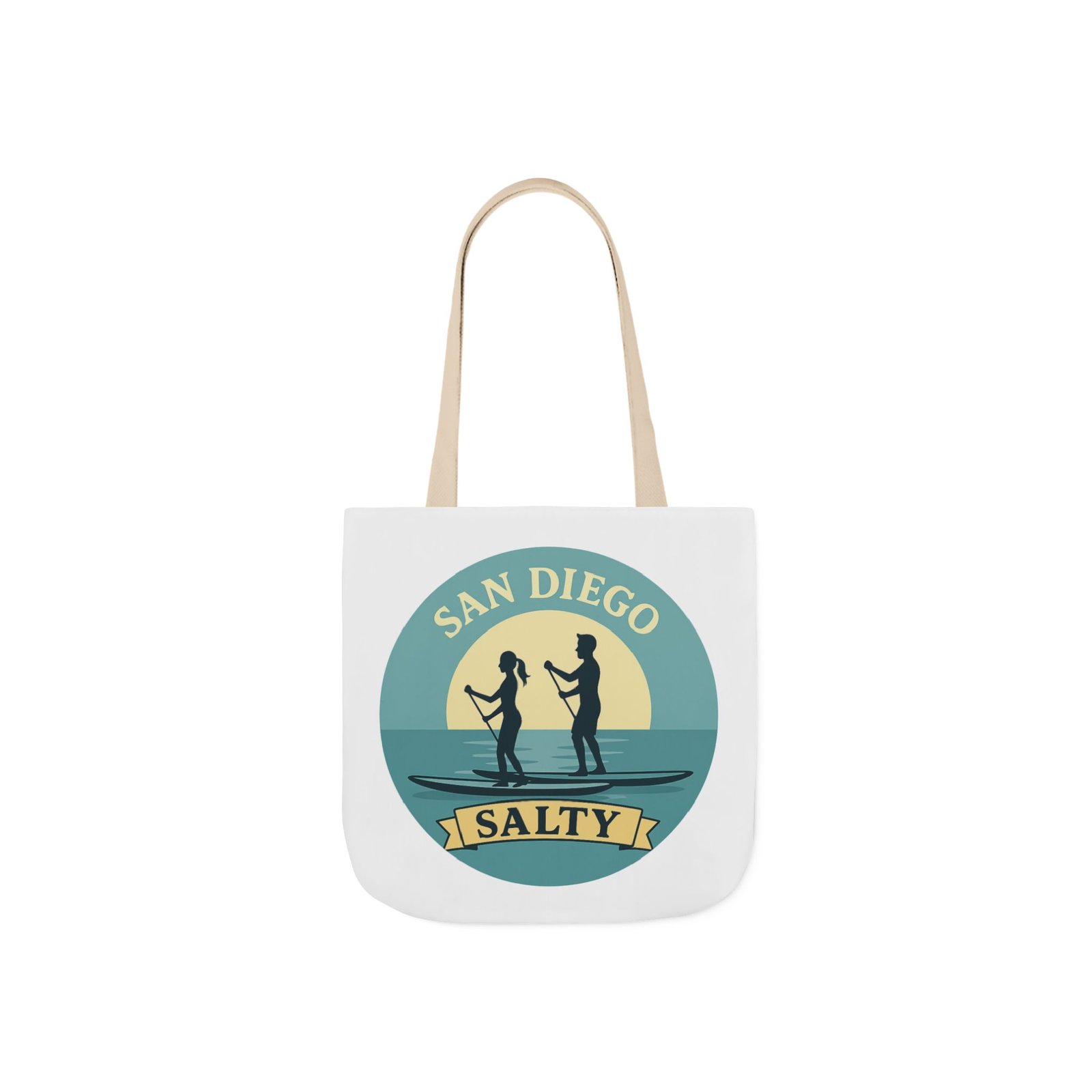 California Salty Canvas Tote Bag – Eco-Friendly Coastal Beach Tote with Color Straps - Image 3