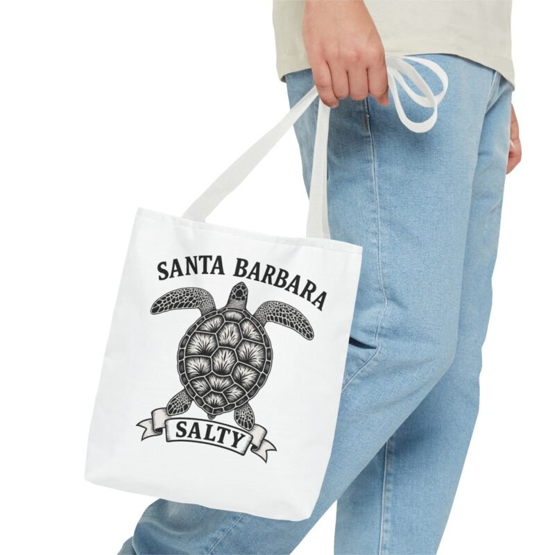 Santa Barbara Salty Turtle Tote Bag, Ocean Lover's Eco-Friendly Bag, Beach Day Essential, Summer Accessory, Unique Gift Idea - Image 3