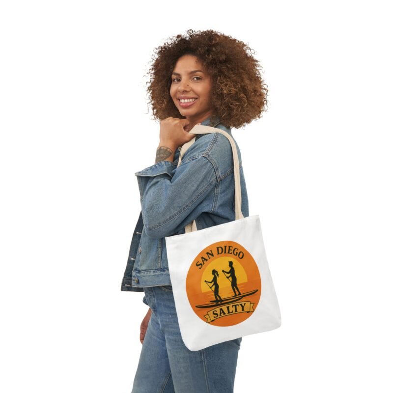 California Salty Canvas Tote Bag – Eco-Friendly Coastal Beach Tote with Color Straps (San Diego Inspired) - Image 5