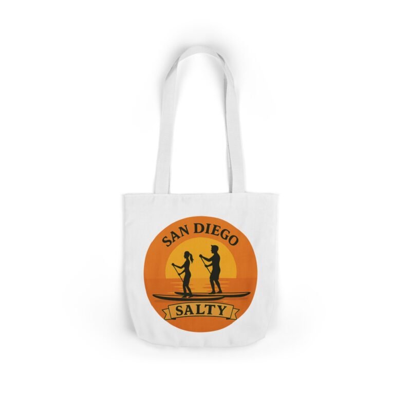 California Salty Canvas Tote Bag – Eco-Friendly Coastal Beach Tote with Color Straps (San Diego Inspired) - Image 10