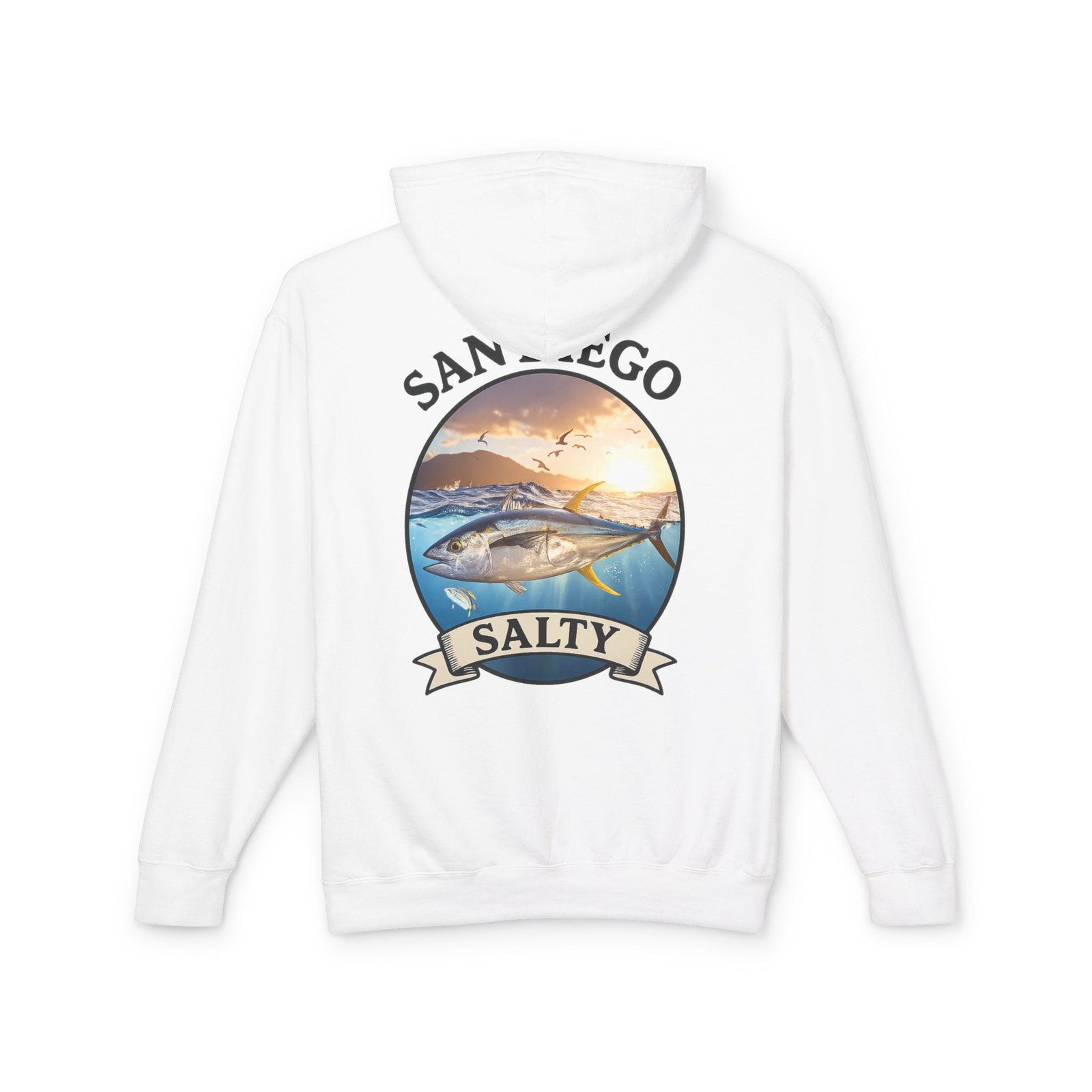Tuna, San Diego Salty, Best, Tee Shirt ,Lightweight Unisex Hoodie, Perfect for Coastal Adventures, Beach Days, Gifts for Fishermen, Casual Wear, Summer Style - Image 6
