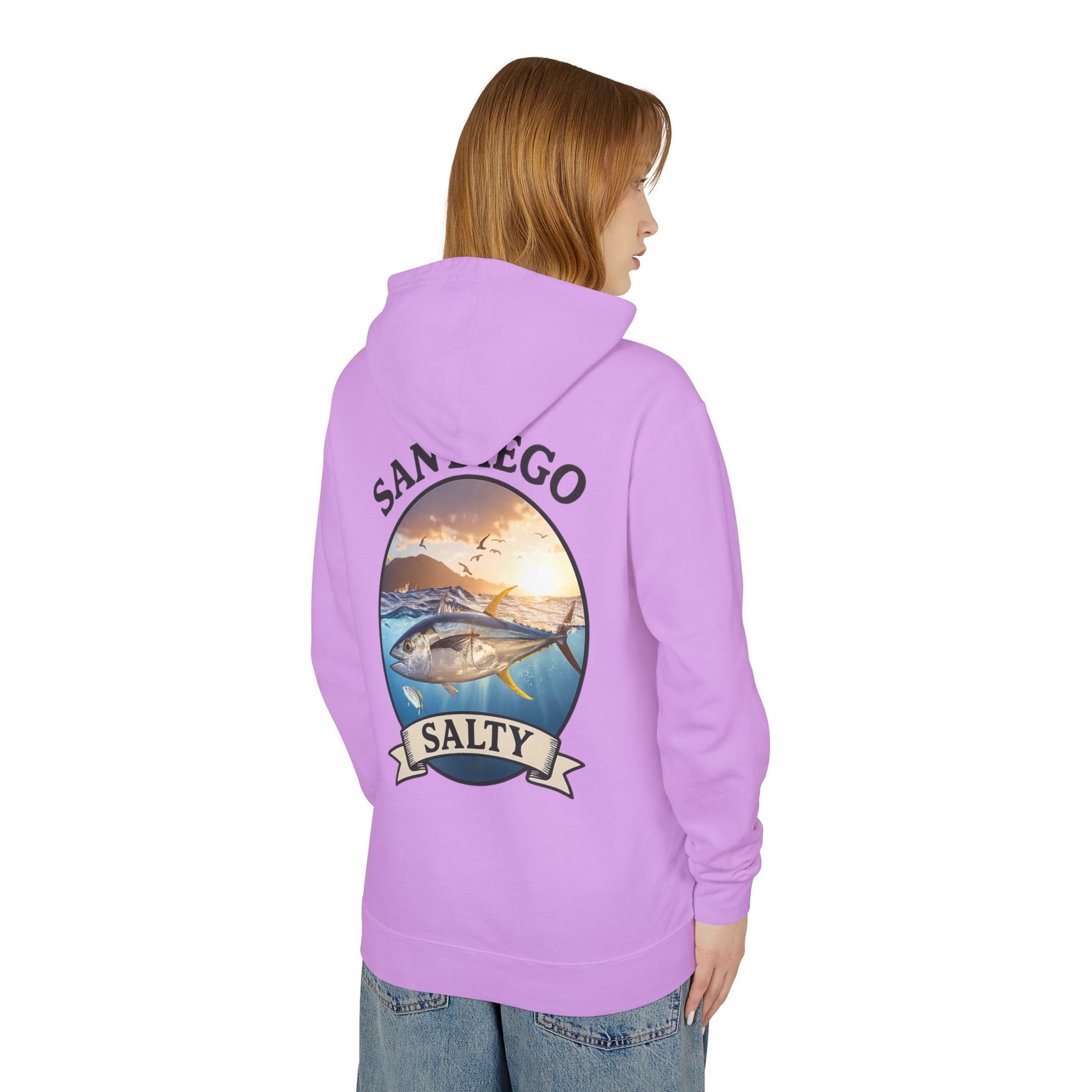 Tuna, San Diego Salty, Best, Tee Shirt ,Lightweight Unisex Hoodie, Perfect for Coastal Adventures, Beach Days, Gifts for Fishermen, Casual Wear, Summer Style - Image 16